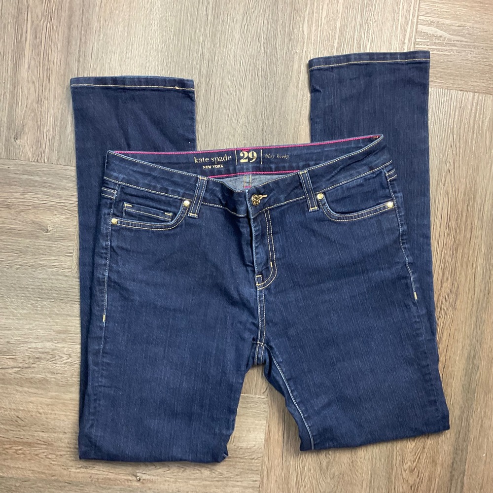 Kate Spade Perry Street Play Hooky Straight Leg Jeans Womens 29 Dark Wash Blue